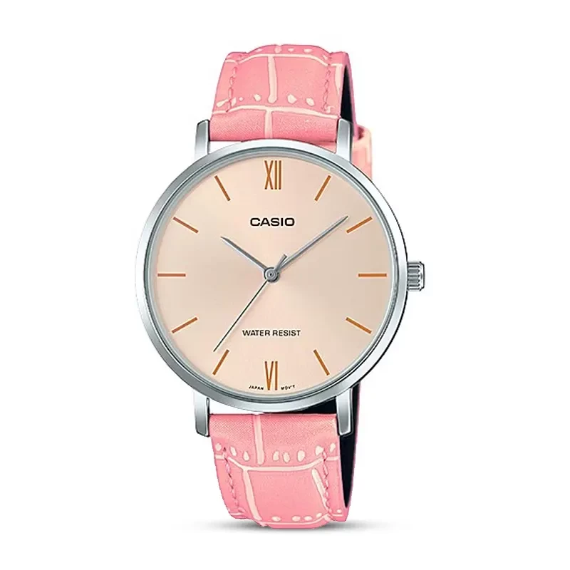 Casio LTP-VT01L-4B Cream Dial Pink Leather Ladies Watch