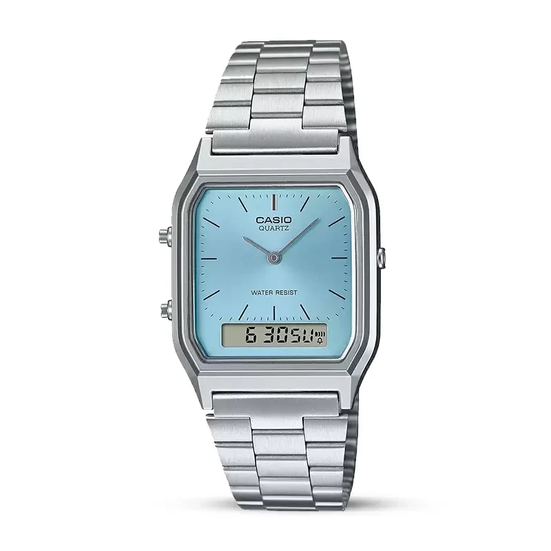 Casio Vintage AQ-230A-2A1MQYDF Dual Time Ice Blue Dial Watch