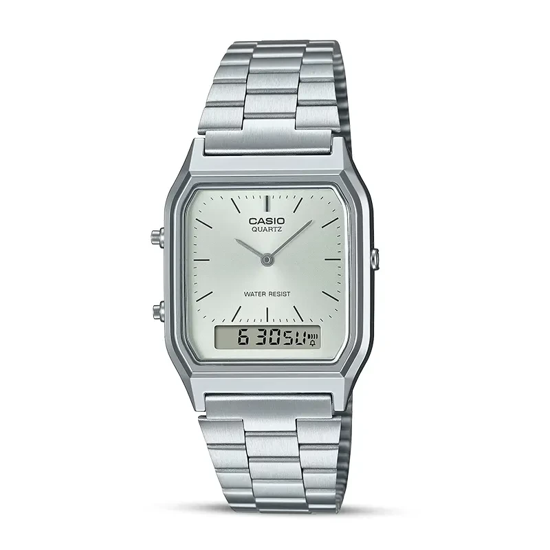 Casio Vintage AQ-230A-7AMQY Dual Time Silver Dial Watch