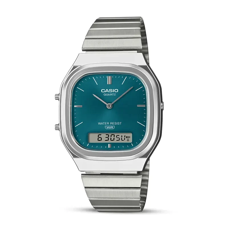 Casio Vintage Retro-Modern Dual Time Blue Dial Watch | AQ-240E-3A