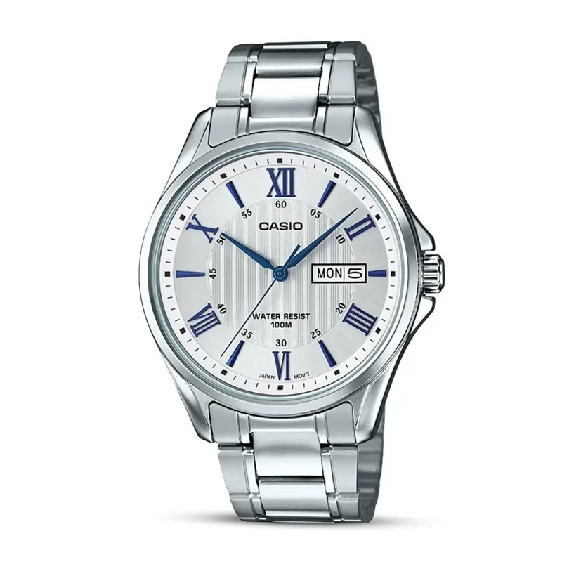 Casio MTP-1384D-7A2V Date Day Silver Dial Men's Watch