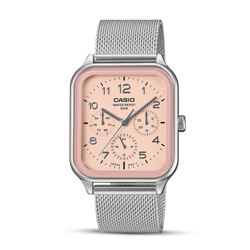 Casio Enticer Multifunction Pink Dial Mesh Band Men's Watch | MTP-M306M-4AV