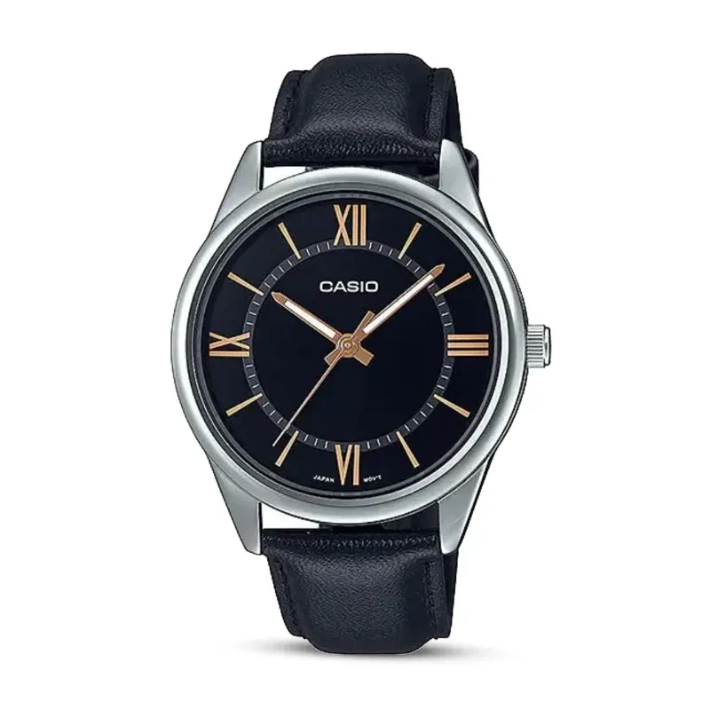Casio Enticer MTP-V005L-1B5 Black Dial Leather Men's Watch