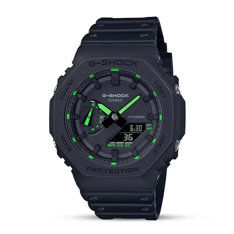 Casio G-Shock Neon Green Accents Black Dial Men's Watch | GA-2100-1A3