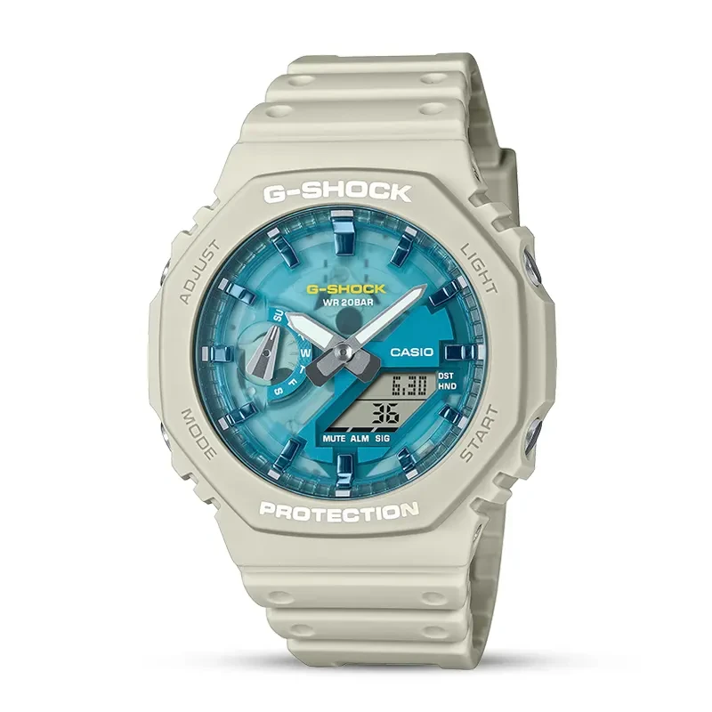 Casio G-Shock Oasis Inspired Blue Accents Beige Men's Watch | GA-2100AS-5A