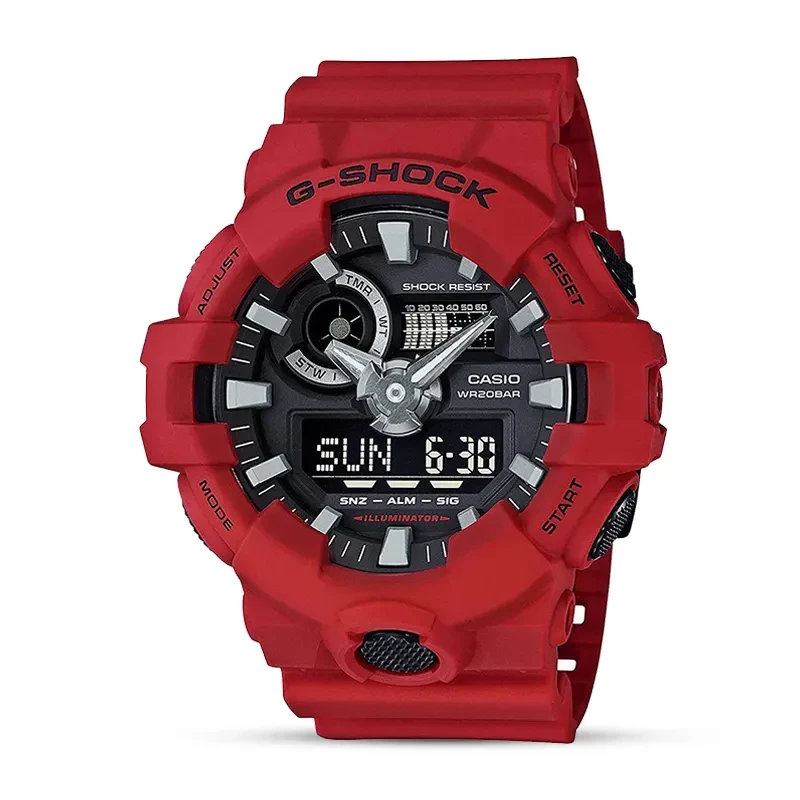 Casio G-Shock GA-700-4A Dual-time Red Band Black Dial Men's Watch