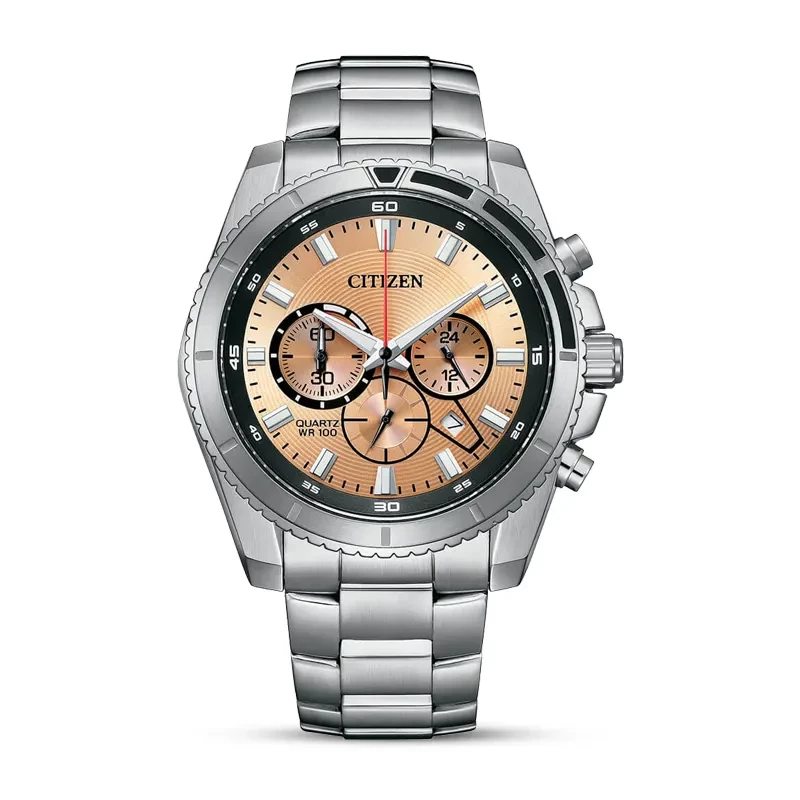 Citizen Chronograph Peach Dial Silver-Tone Men's Watch | AN8200-50X