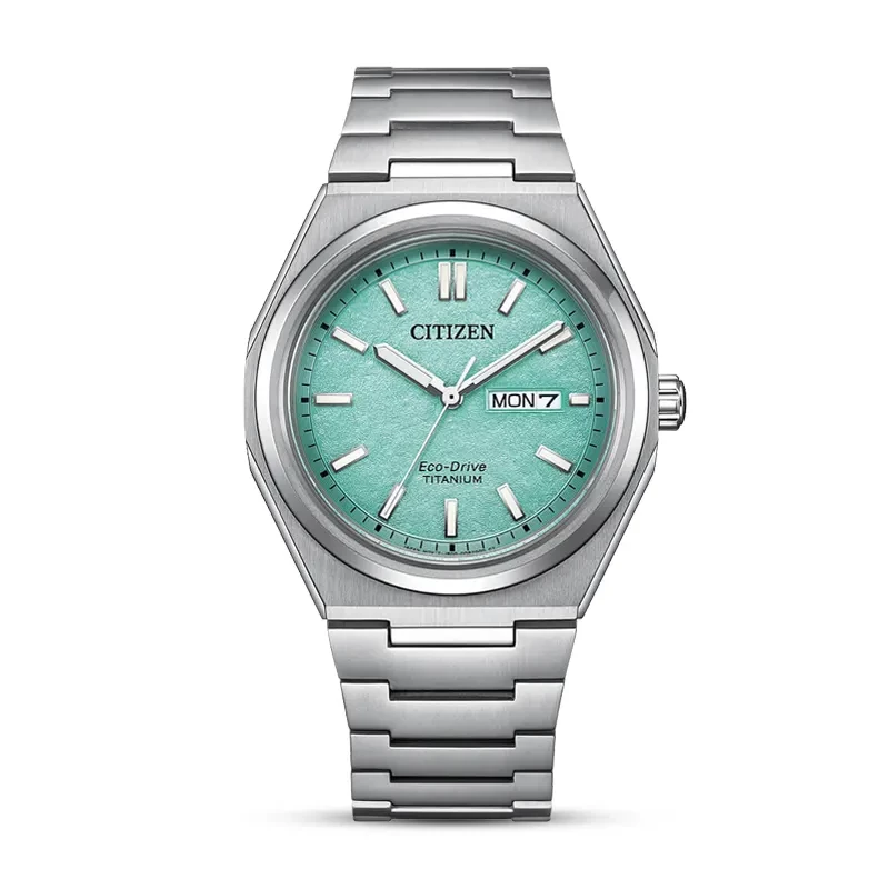 Citizen Zenshin Eco-Drive Tiffany Blue Dial Super Titanium Men’s Watch | AW0130-85M