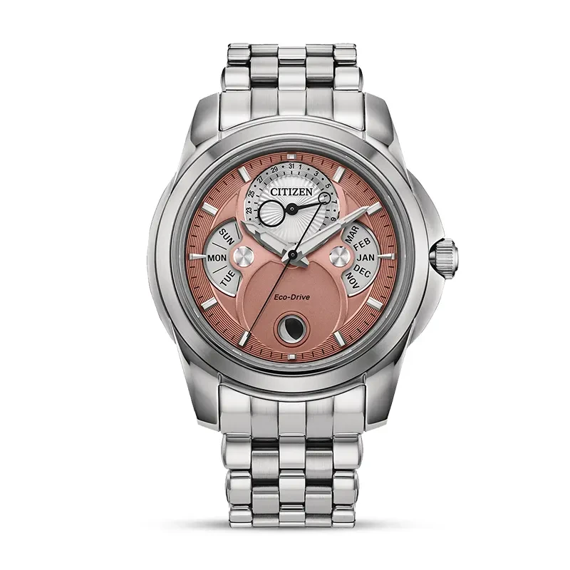 Citizen Calendrier Eco-Drive Moonphase Salmon Dial Men's Watch | BU0080-52X