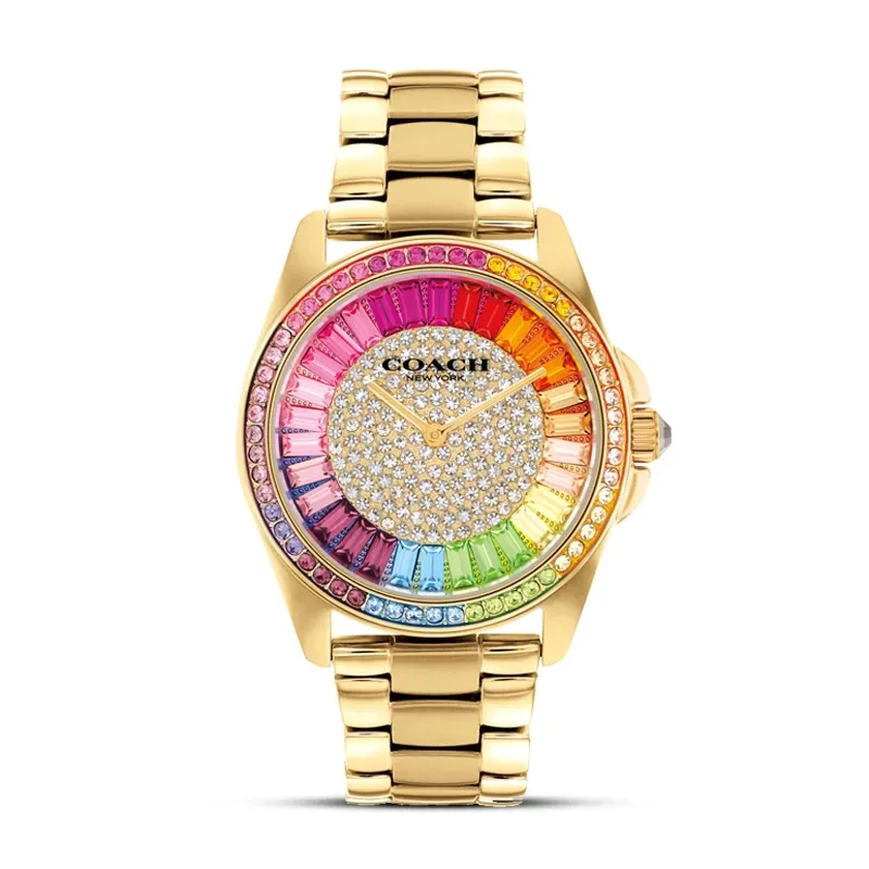 Coach Greyson Rainbow Crystal Dial Gold-Tone Ladies Watch | 14504274