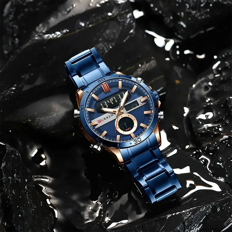 Curren Sport Dual Time Blue Dial Men's Watch | 8384
