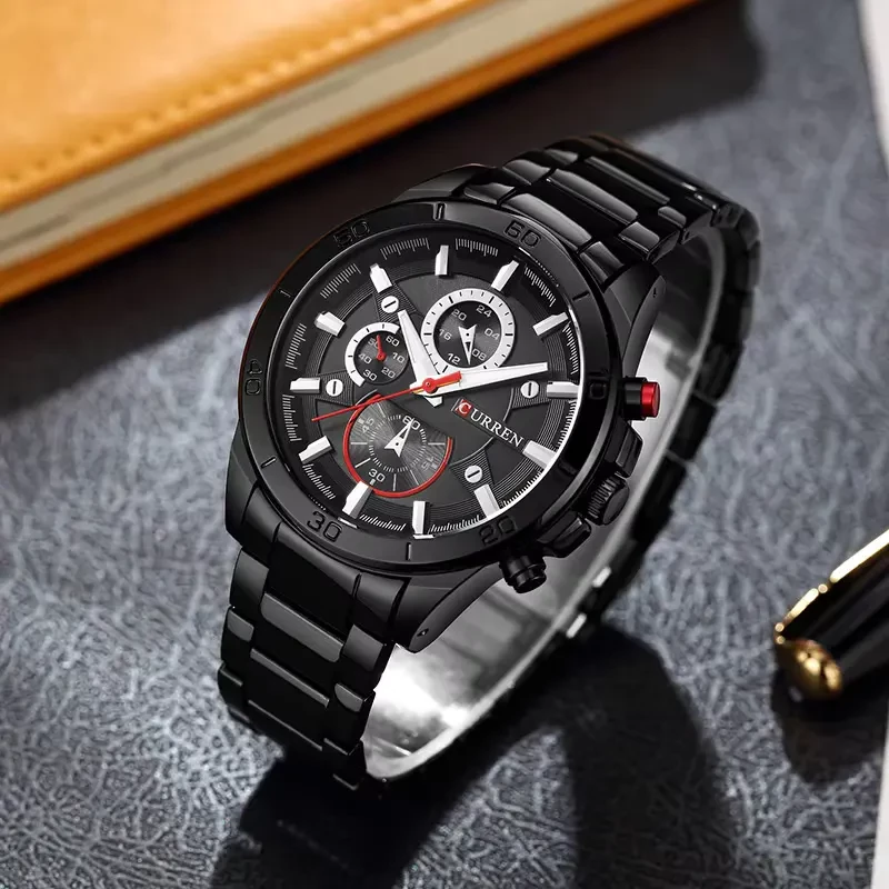 Curren Luxury Chronograph Black Dial Men’s Watch | 8275