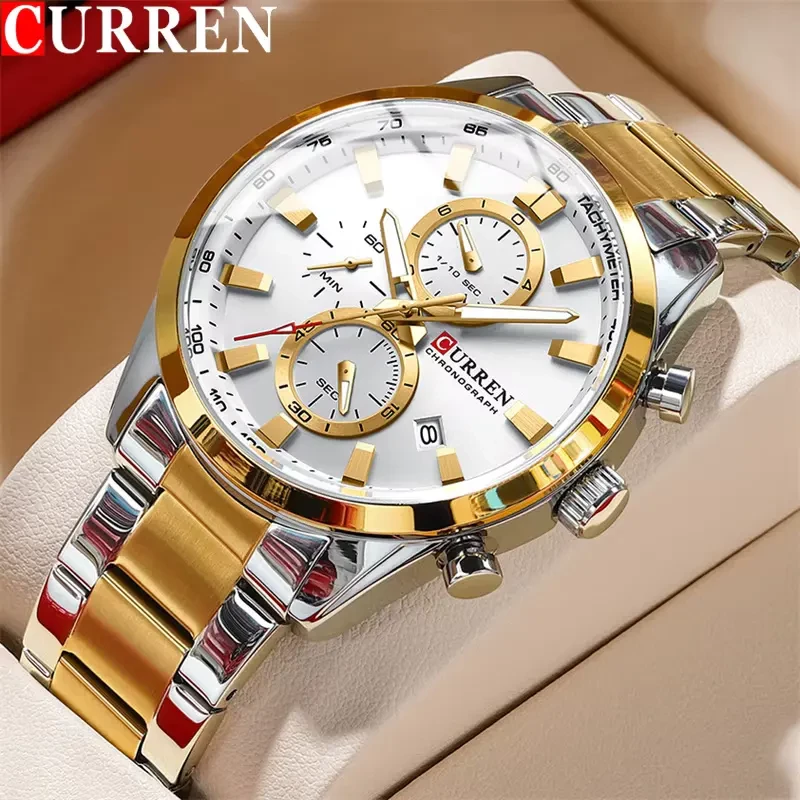 Curren 8445 Chronograph Silver Dial Two-tone Men's Watch