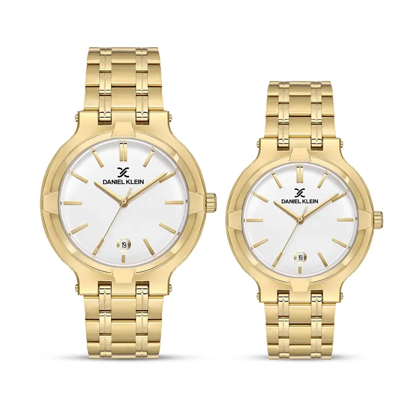 Daniel Klein White Dial Gold-tone Couple Set | DK.1.13908-3