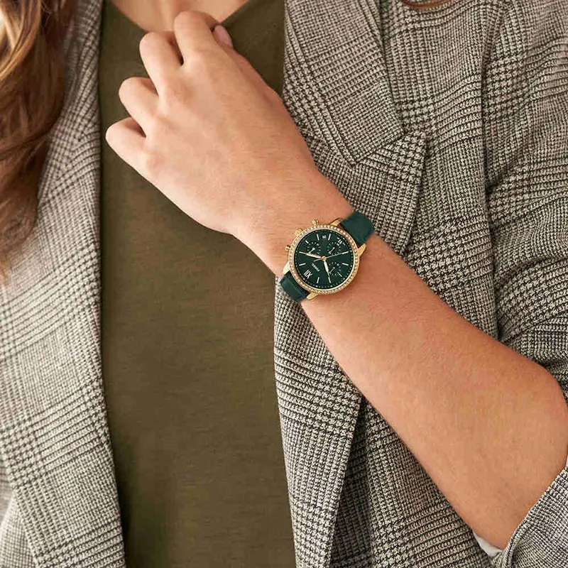 Fossil Neutra Chronograph Green Dial Leather Ladies Watch | ES5239