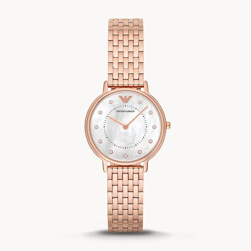 Emporio Armani Kappa Crystal White Mother of Pearl Dial Ladies Watch | AR11006