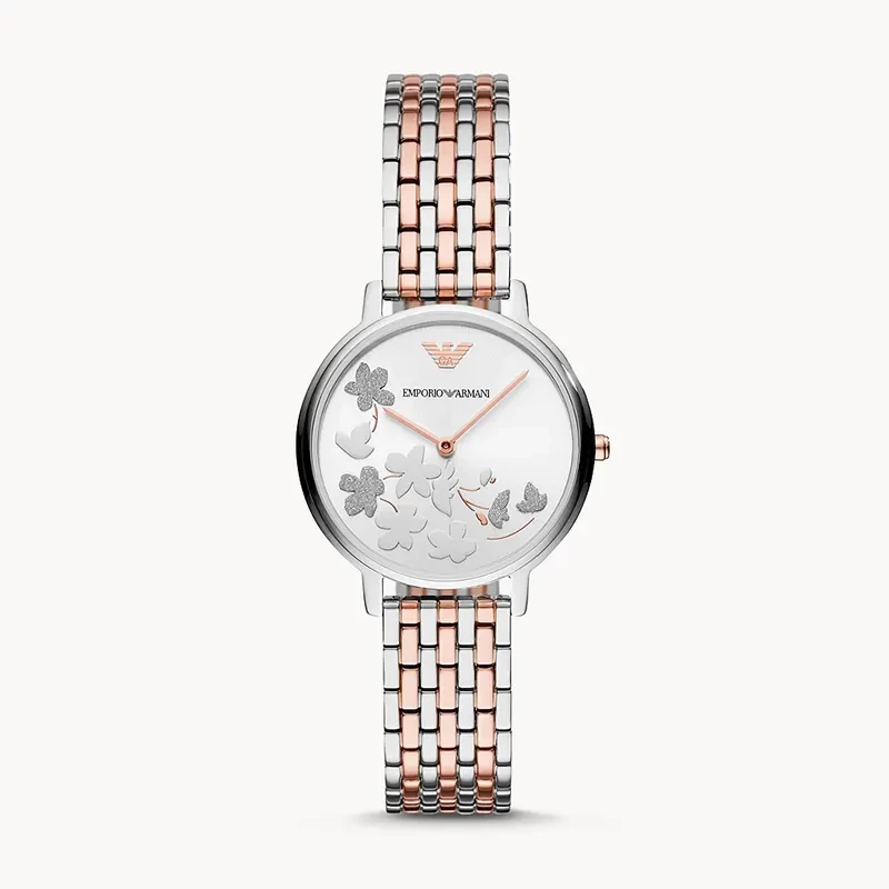 Emporio Armani Silver Floral Motif Dial Two-tone Ladies Watch | AR11113