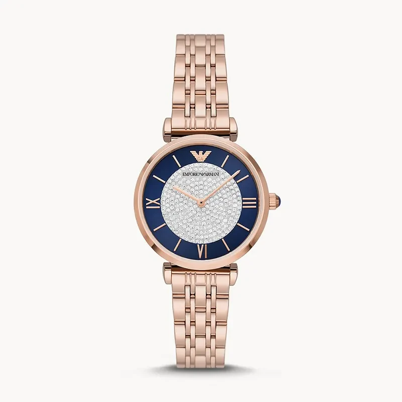 Emporio Armani Blue (Crystal Pave Center) Dial Ladies Watch | AR11423