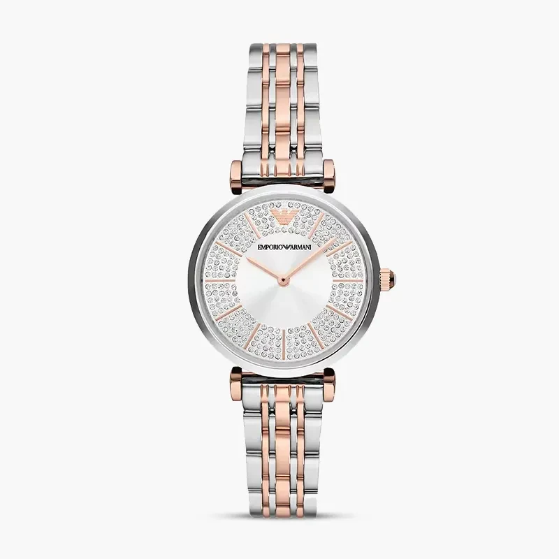 Emporio Armani Silver Dial Two-tone Ladies Watch | AR11537