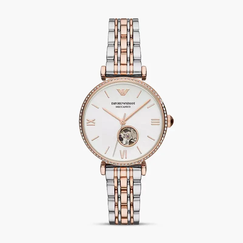 Emporio Armani Automatic Crystal Silver Dial Ladies Watch | AR60019