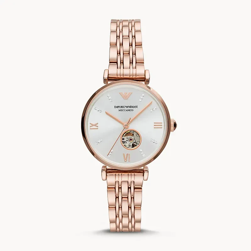 Emporio Armani Automatic Crystal Silver Dial Ladies Watch | AR60023