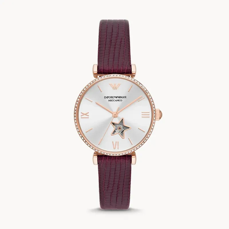 Emporio Armani Meccanico Automatic Crystal Silver Dial Ladies Watch | AR60044