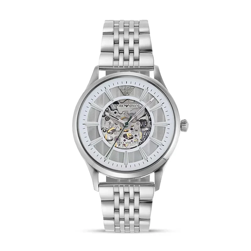 Emporio Armani Meccanico Skeleton White Dial Men's Watch | AR1945