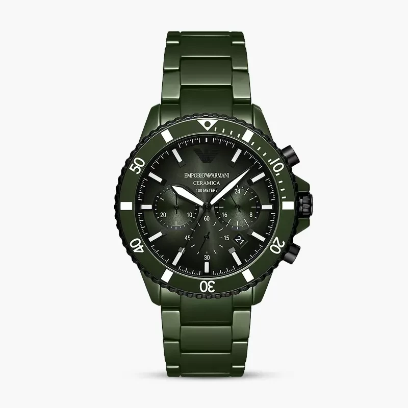 Emporio Armani World Explorer Chronograph Green Dial Men's Watch | AR70011