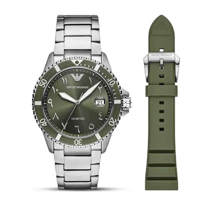 Emporio Armani Sea Explorer Green Dial Men's Watch | AR80072SET