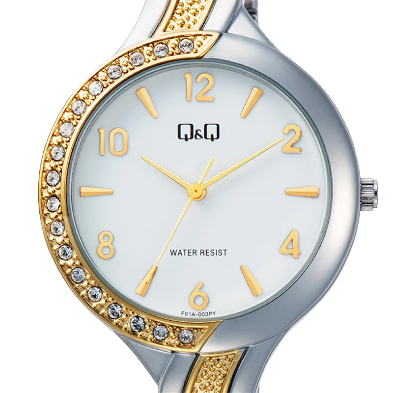 Q&Q F01A-003PY White Dial Two-tone Ladies Watch