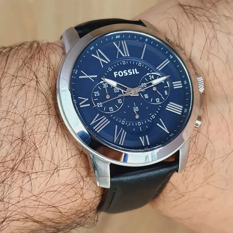 Fossil grant blue dial best sale