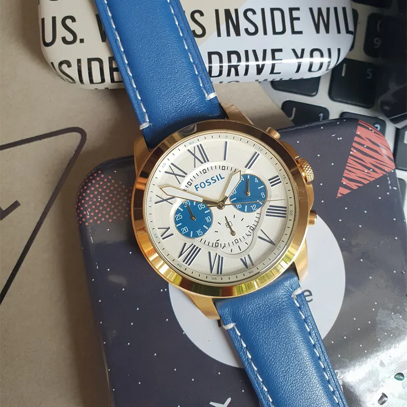 Fossil Grant Chronograph Cream Blue Panda Dial Men's Watch | FS5271