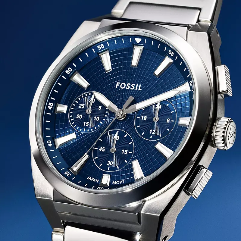 Fossil Everett Sporty Chronograph Blue Dial Men’s Watch | FS6104
