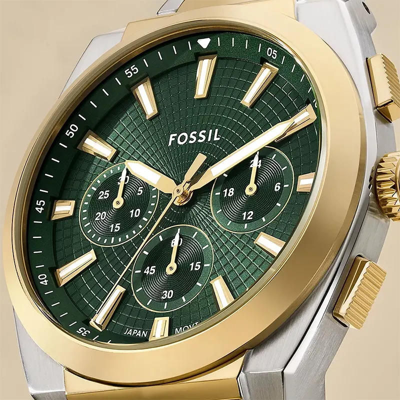 Fossil Everett Chronograph Green Dial Two-Tone Men’s Watch | FS6106