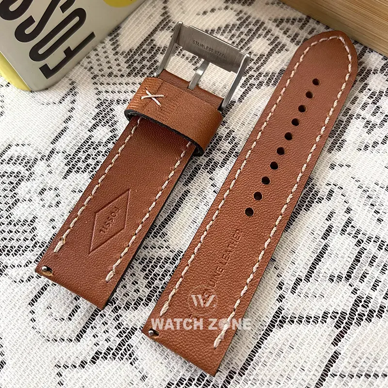 Fossil 24mm Brown Genuine Thick Leather Watch Strap