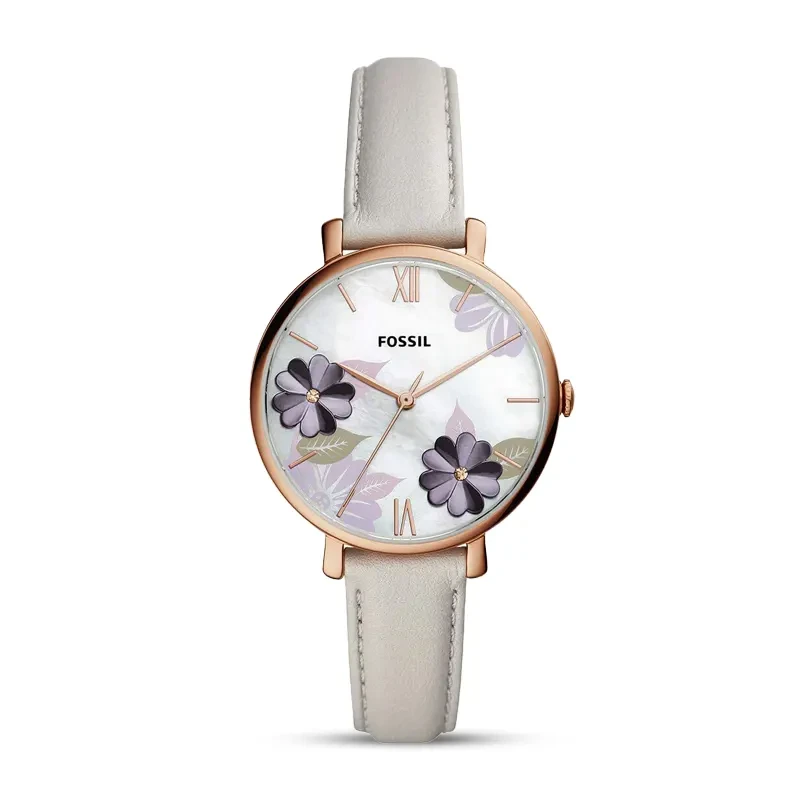 Fossil Jaqueline Mother of Pearl Dial Leather Strap Ladies Watch | ES4672