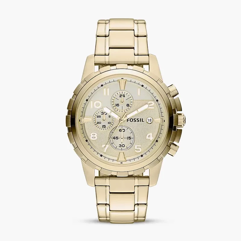 Fossil Dean Chronograph Champagne Dial Gold-tone Men's Watch | FS4867