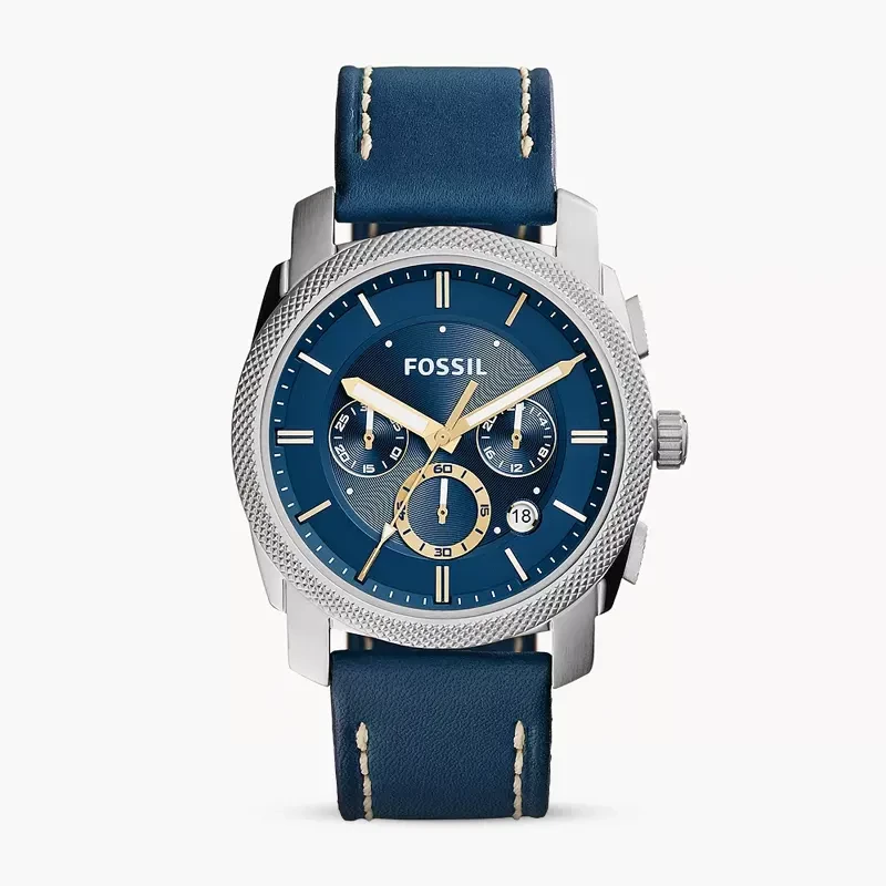 Fossil Machine Chronograph Blue Dial Blue Leather Men's Watch | FS5262