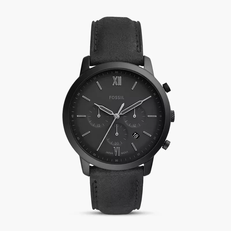 Fossil Neutra Chronograph Black Dial Black Leather Men's Watch | FS5503