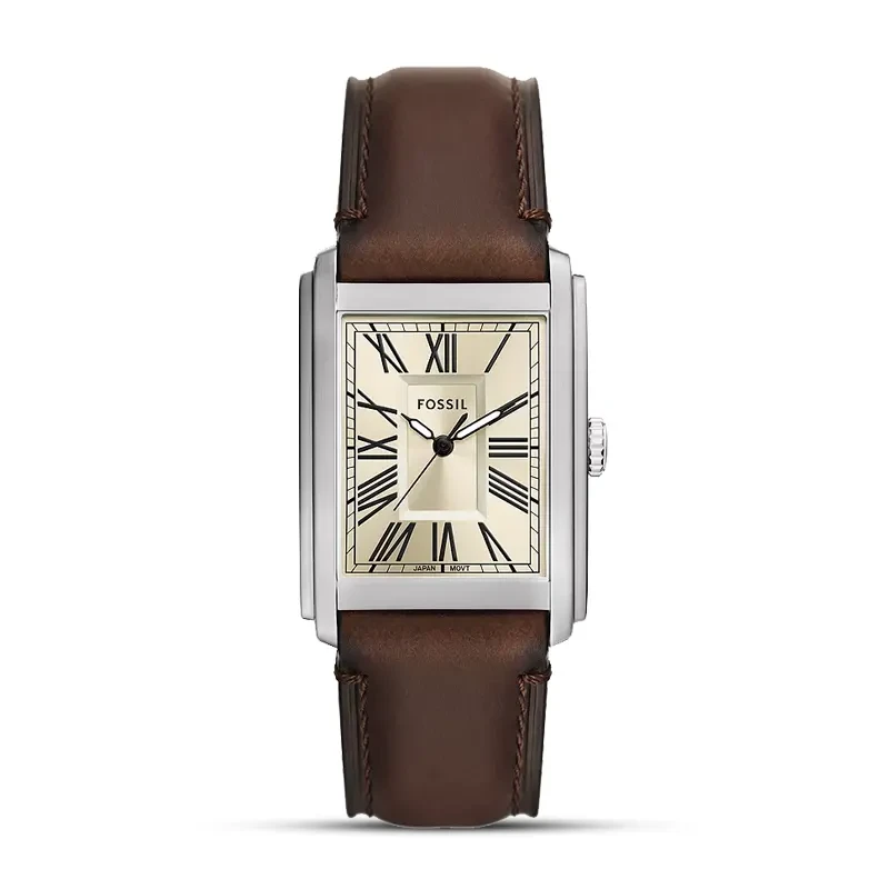 Fossil Carraway Cream Dial Brown Leather Men's Watch | FS6012