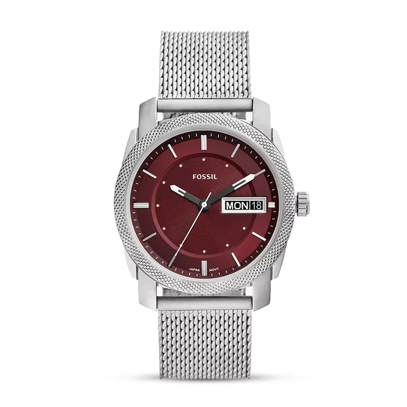Fossil Machine Day-Date Burgundy Dial Men's Watch | FS6014