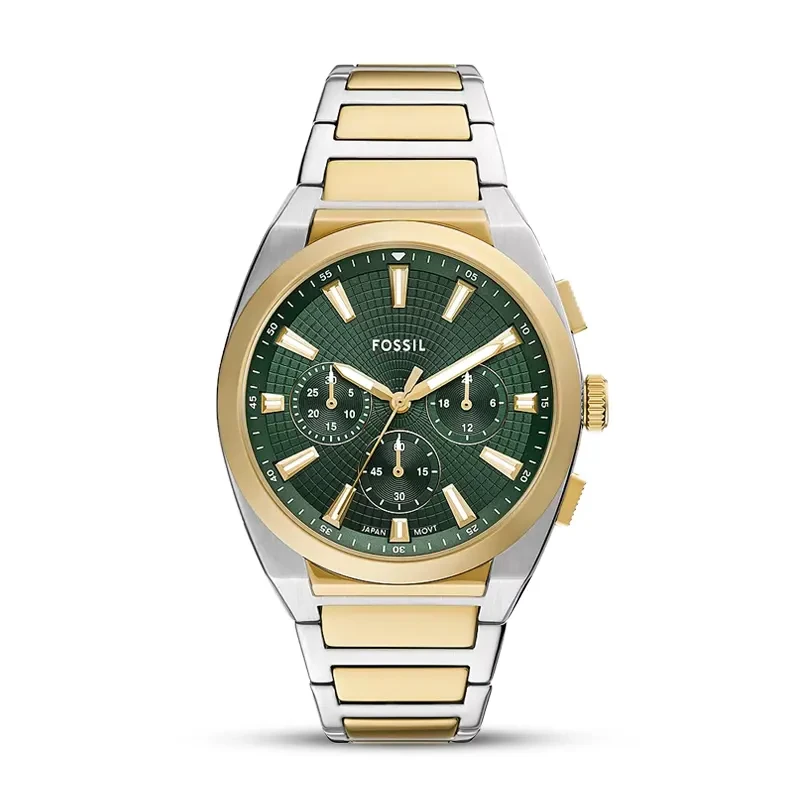 Fossil Everett Chronograph Green Dial Two-Tone Men’s Watch | FS6106