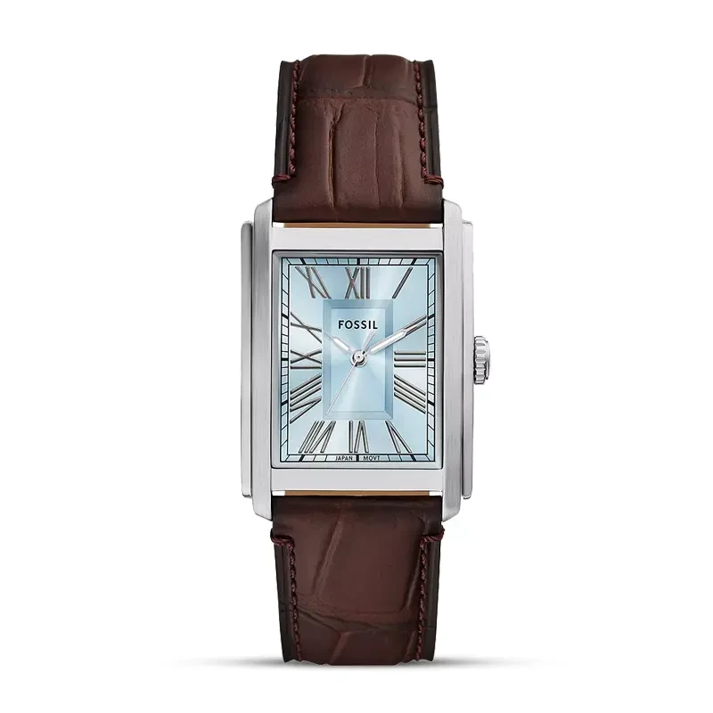 Fossil Carraway Ice Blue Dial Brown Croco Leather Men's Watch | FS6110