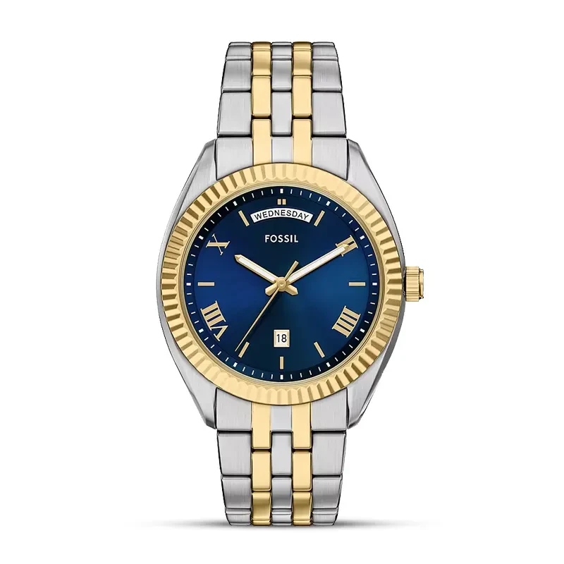 Fossil Campbell Day-Date Blue Dial Two-Tone Men's Watch | FS6141