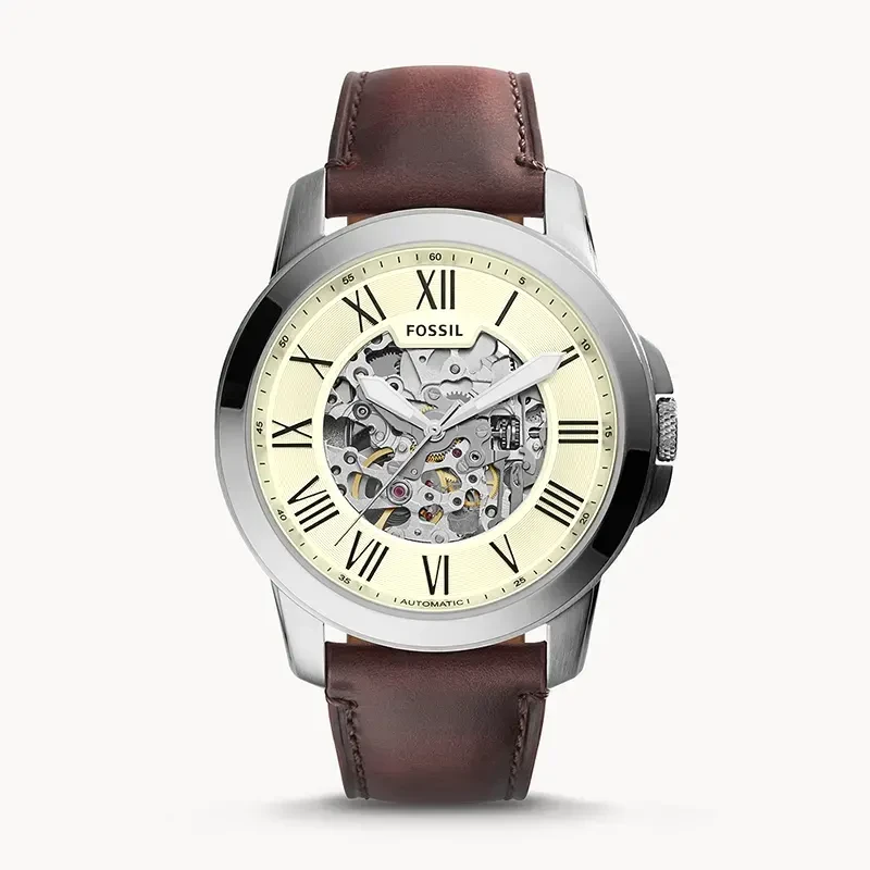 Fossil Grant Automatic Dark Brown Leather Men's Watch | ME3099
