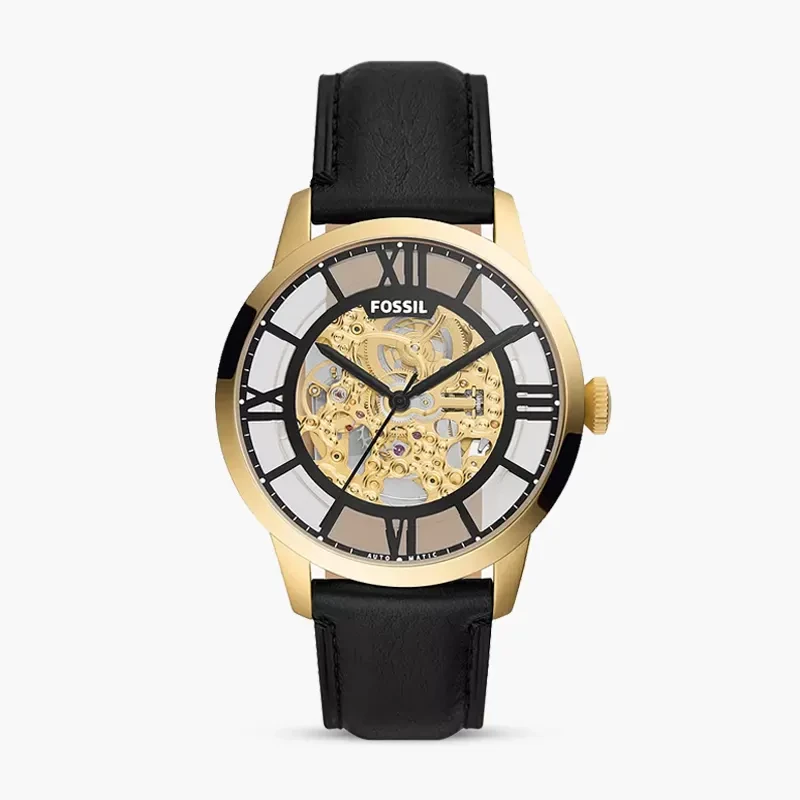 Fossil Townsman Automatic Black LiteHide™ Leather Men's Watch | ME3210