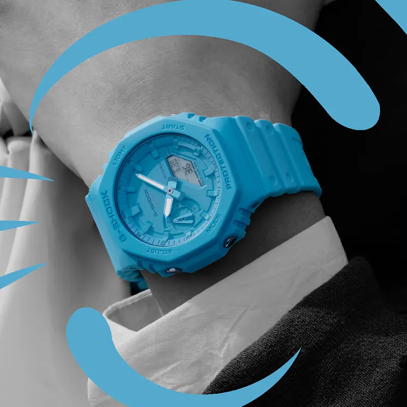 Casio G-Shock Carbon Core Guard Light Blue Men's Watch | GA-2100-2A2