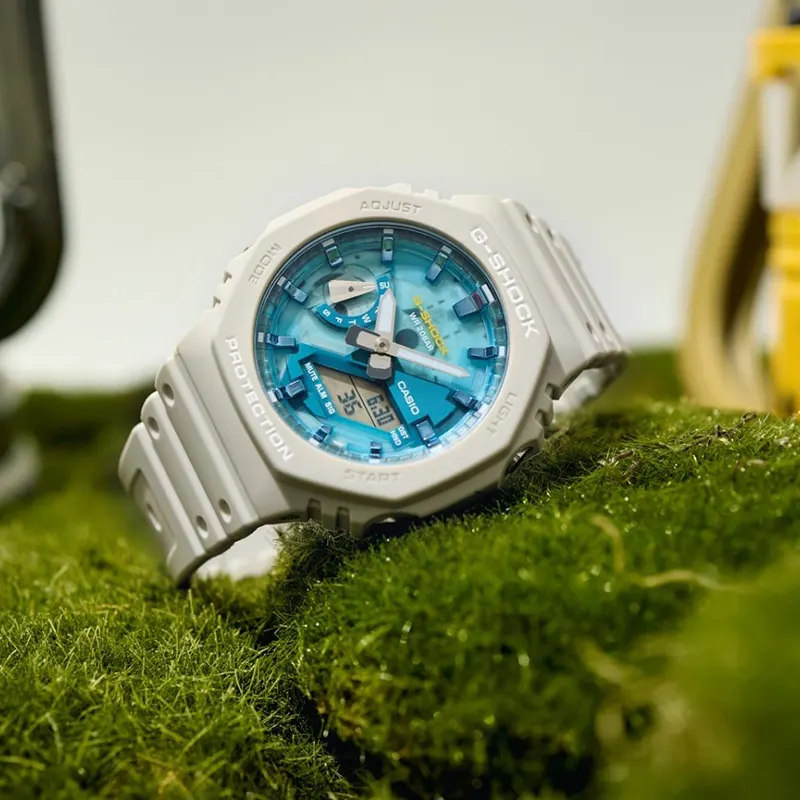 Casio G-Shock Oasis Inspired Blue Accents Beige Men's Watch | GA-2100AS-5A