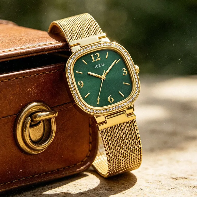 Guess Tapestry Green Dial Gold-Tone Ladies Watch | GW0354L5