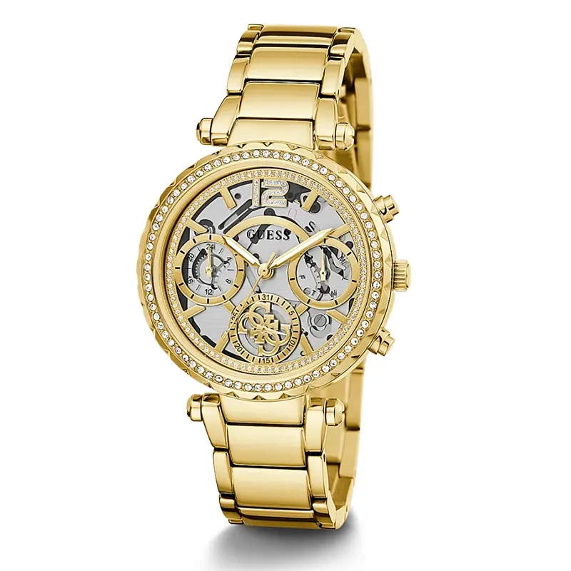 Guess Solstice Chronograph Clear Dial Gold-tone Ladies Watch | GW0403L2